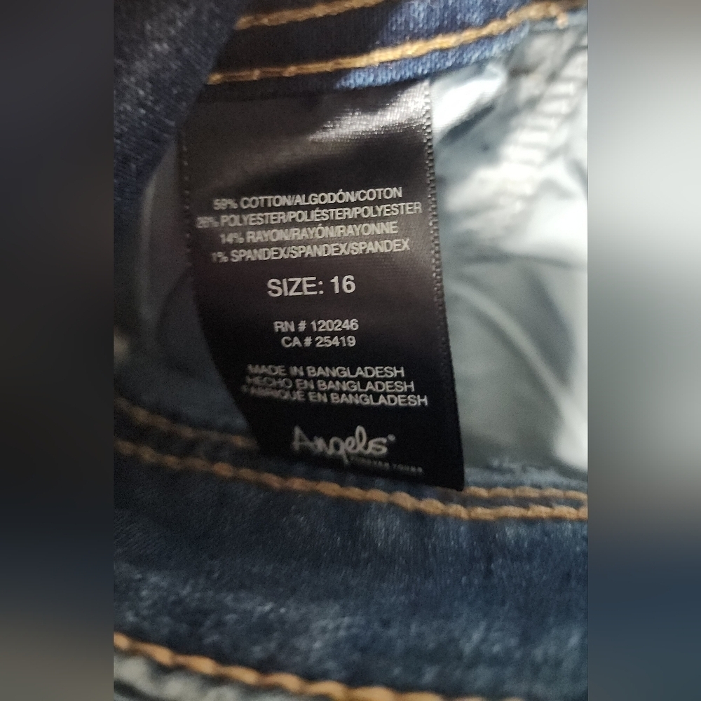 🌷👖Angels Women's Midnight Blue Ripped Curvy Skinny Jeans - Picture 3 of 4